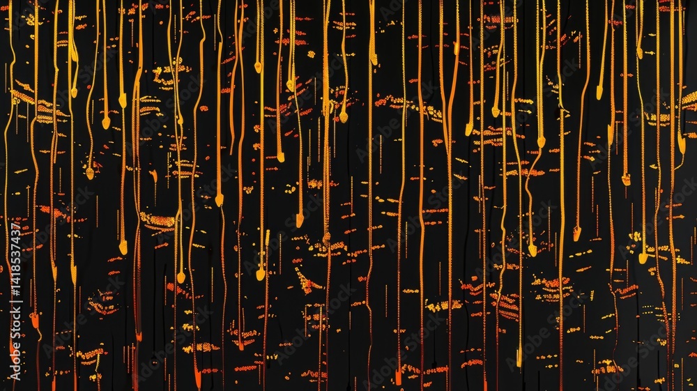 Poster a modern abstract image featuring glitchy patterns with broken lines in warm colors. highlights a un
