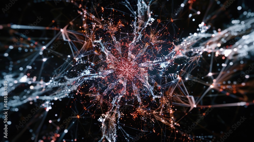 Poster this abstract visualization represents the complex interplay of data points in artificial intelligen