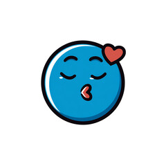 blue kiss face emoji romantic icon clipart