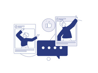 Virtual characters social communication concept business flat vector hand drawn illustration
