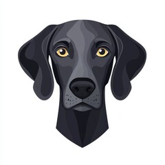Stylized illustration of a dog's head with floppy ears and yellow eyes