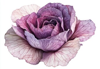 Fototapeta premium Beautiful Purple Cabbage Flower with Intricate Petal Detail