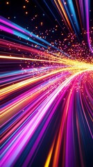 Fototapeta premium Vibrant Light Trails with Colorful Sparks in Motion Effect