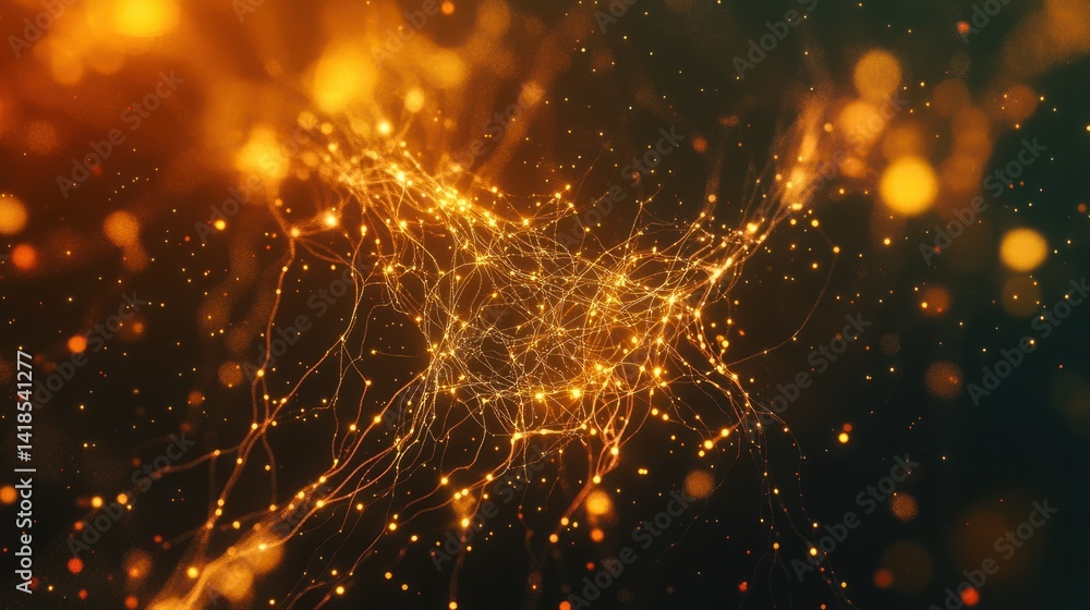 Poster Glowing Abstract Background of Lights and Particles in Motion