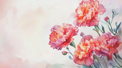 Elegant wedding invitation card background . Minimal hand painted watercolor Gerbera flowers texture template background. Design for wedding, vip cover, poster, rsvp moderncard.Valentine's Day

