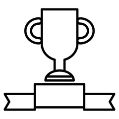 Trophy with banner icon. Award cup on a ribbon banner, representing victory or achievement with space for text.
