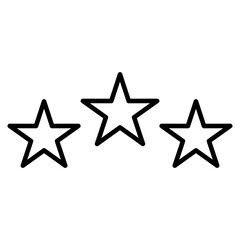 Three stars icon. Simple outline of three five-pointed stars, representing rating, quality, or achievement.