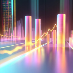Futuristic Stock Chart Background With Neon Texture Wallpaper