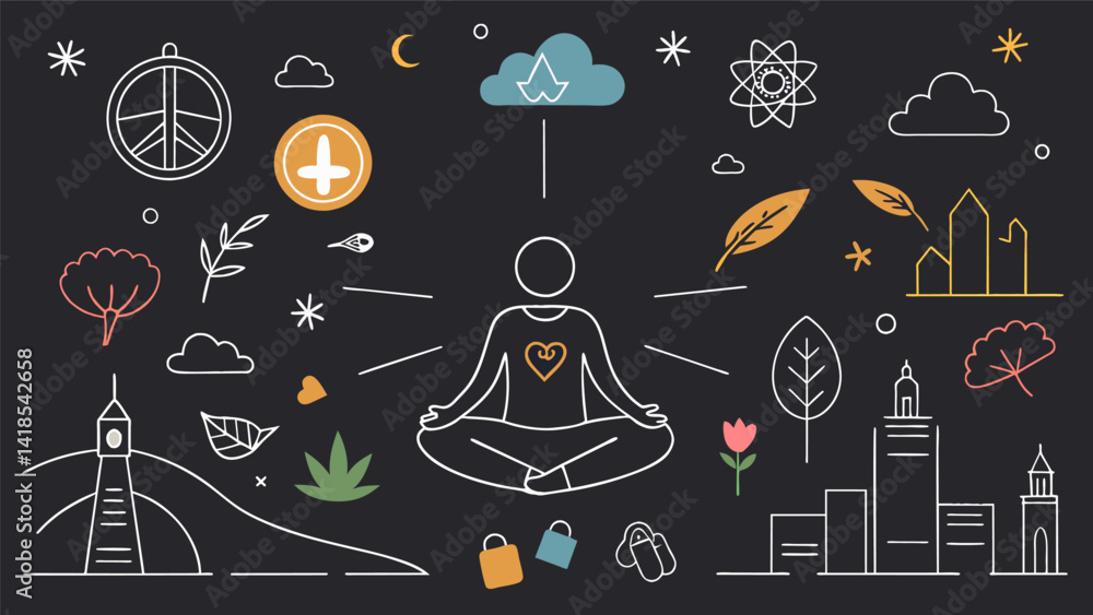 Poster in a world of constant noise and chaos the peaceful act of creating chalk art with spiritual signifi