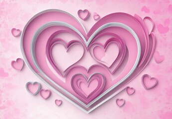 Layered Hearts in Pink Shades for Romantic Background Design