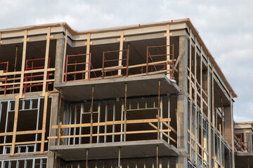 building in construction frame wood structure metal beam development