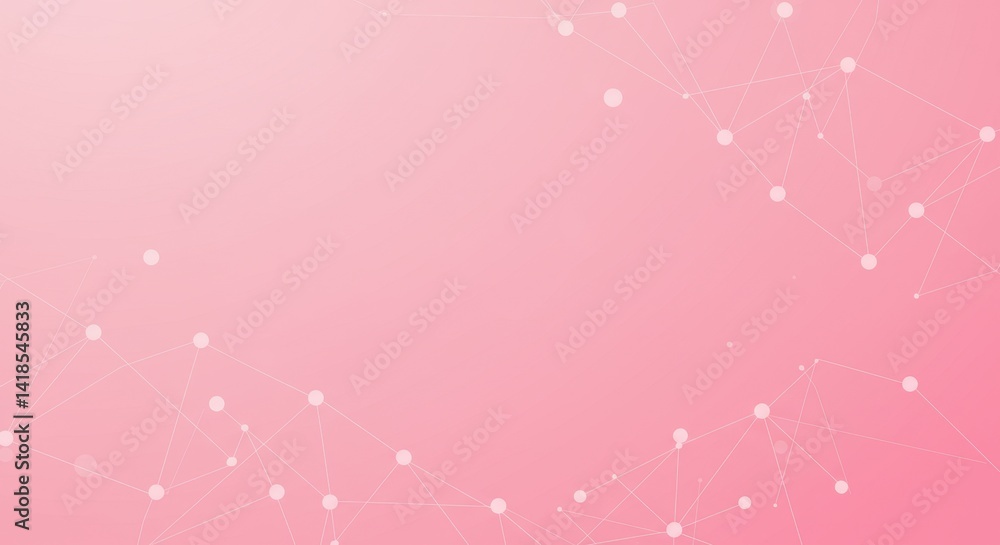Poster abstract pink geometric network background design connecting dots and lines digital technology conce