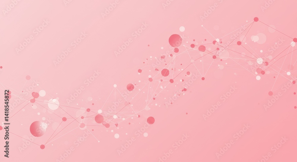 Poster abstract pink network connections: elegant geometric design with interconnected nodes and lines