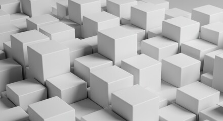 Fototapeta premium Abstract 3D Rendering of White Cubes: Geometric Pattern and Textural Design