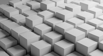 Abstract 3D Render of Gray Cubes in a Geometric Pattern: A Study in Texture and Form