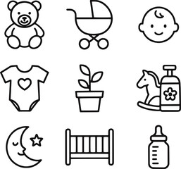 Set of nursery and baby care icons