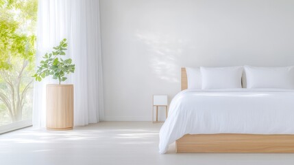 Naklejka premium Bright, airy bedroom with natural light