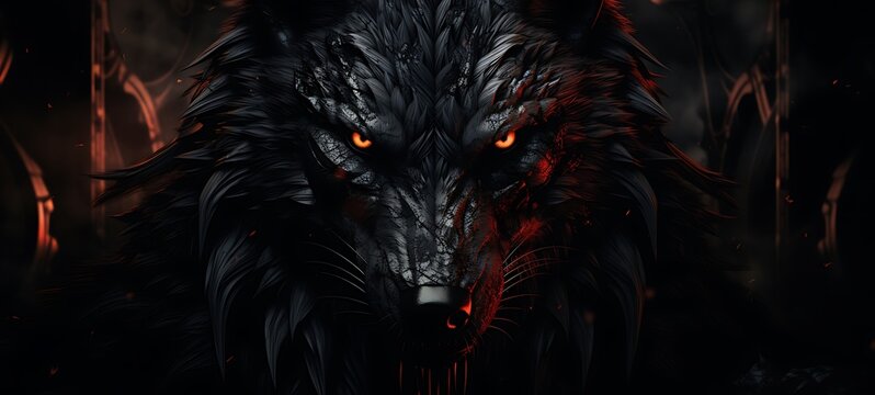 abstrak mozaic color of lycan in drakness, ai generative