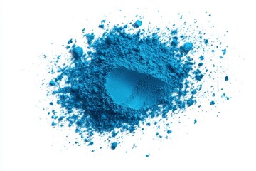 Vibrant Blue Pigment Powder Isolated on White Background