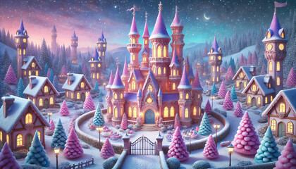 Colorful Dream Castle in a Sweet Fantasy Land