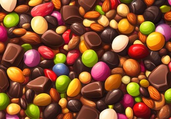 Colorful Assortment of Various Candies and Chocolate Treats