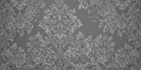 Intricate floral damask, grey background  Subtle, repeating design , interior, photo