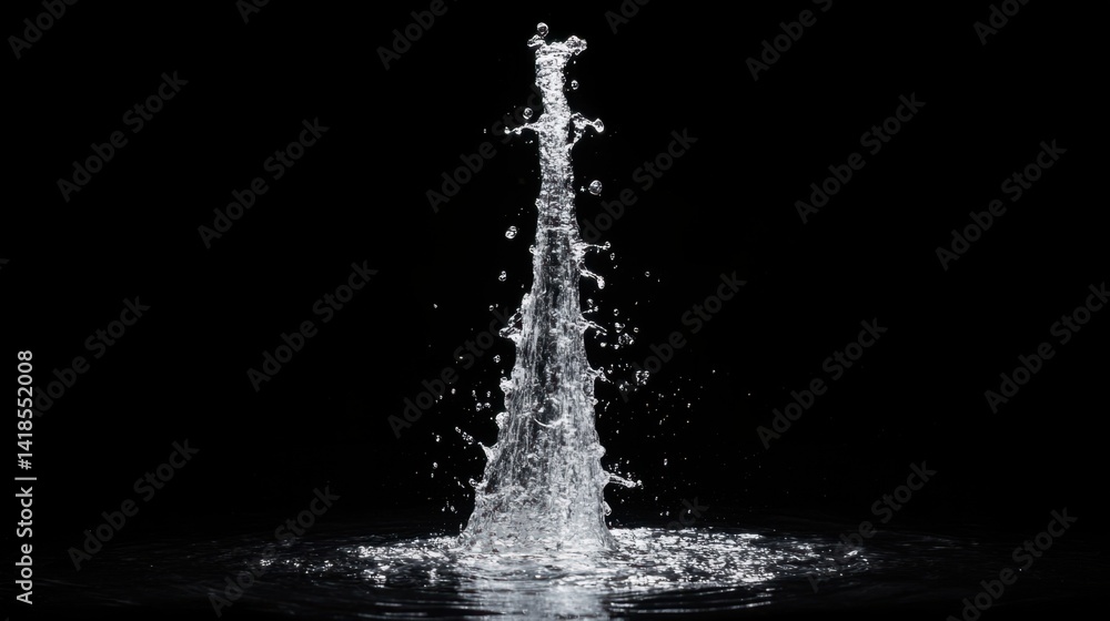 Poster water splash with black background capturing dynamic liquid motion