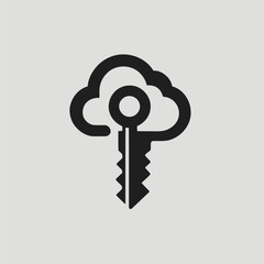 Stylized Black Key Icon Isolated on White Background, Geometric and Clean Lines, Minimalist Design