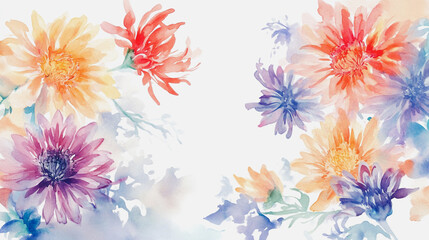 Elegant wedding invitation card background . Minimal hand painted watercolor Gerbera flowers texture template background. Design for wedding, vip cover, poster, rsvp moderncard.Valentine's Day