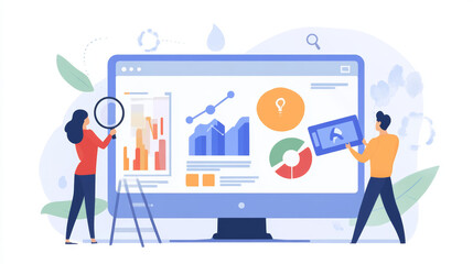 Data visualization techniques in business analytics digital workspace infographic professional environment front view insights