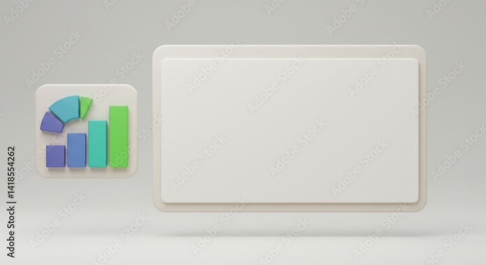 Aufkleber 3d render of growth chart icon and blank sign for business presentation, progress report, and data v