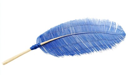Vibrant Blue Feather Isolated on White Background for Artistic Use