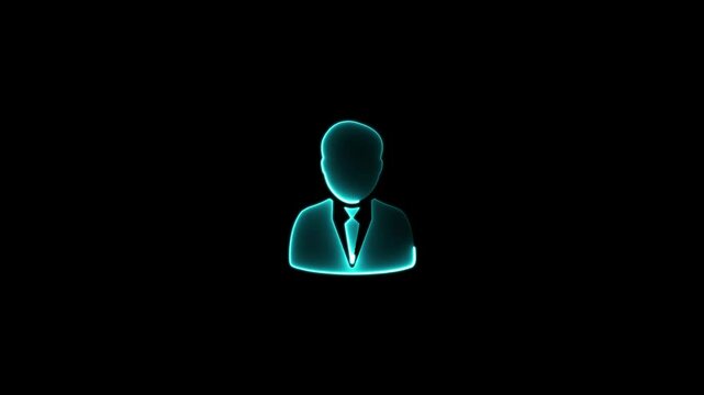 Businessman Silhouette Icon Animation , Black User of man in business suit icon isolated on white background.A business man icon animated on