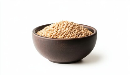 Bowl of Raw Sesame Seeds on a Minimalistic White Background