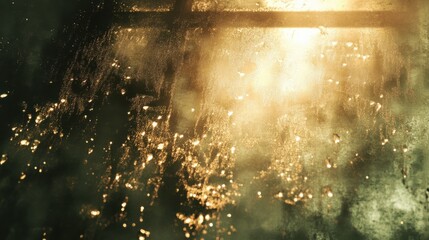 Ethereal Light Reflections on a Misty Surface in Nature's Embrace