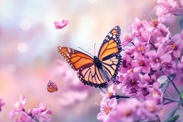 High-Quality Stock Photo of Monarch Butterfly on Pink Coneflower in Garden