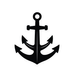 Vector logo a black anchor silhouette, geometrically stylized, isolated and centered on a white background