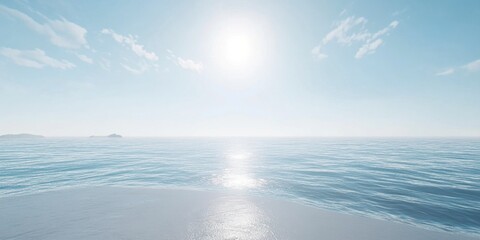 Fototapeta premium Serene Ocean View Under Bright Sunlight and Clear Blue Sky