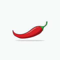 Flat Vector Whole Fresh Hot Chili Pepper Design Template Closeup Isolated. Spicy Chili Hot or Bell Pepper, Front View. Vector Illustration