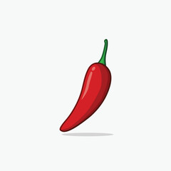Flat Vector Whole Fresh Hot Chili Pepper Design Template Closeup Isolated. Spicy Chili Hot or Bell Pepper, Front View. Vector Illustration