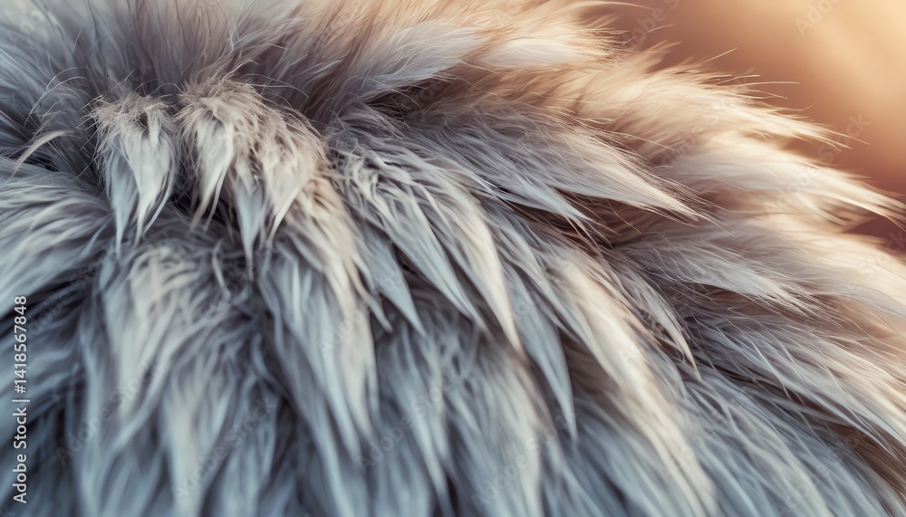 Wall mural soft fluffy grey fur texture background image for design projects close up view of luxurious animal 
