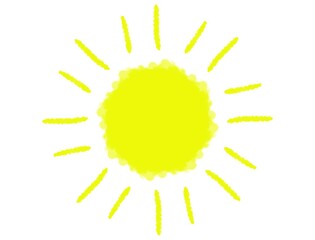 Cute hand drawn sun icon doodle art. Sun. Yellow icon on white background. Sun icon in doodle style on a white background