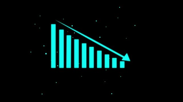 Abstract decreasing business graph chart animation background. Bad Economy Recession Chalkboard ..4k