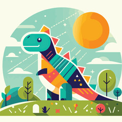 vector image of cute dinosaur