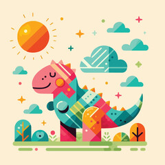 vector image of cute dinosaur