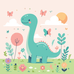 vector image of cute dinosaur