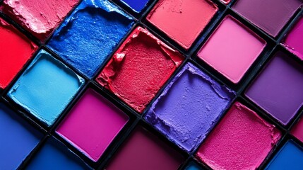 Fototapeta premium Vibrant Color Palette of Cosmetic Creams in Square Containers