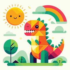 vector image of cute dinosaur