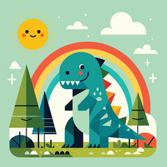 vector image of cute dinosaur