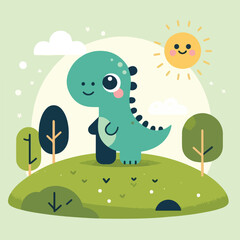 vector image of cute dinosaur